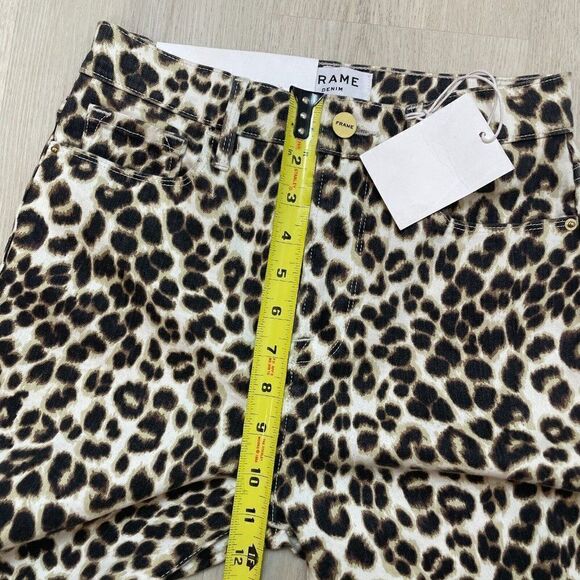 Frame Ultra High Rise Cigarette Jeans Womens 26 Cheetah Print Denim Jeans Ali - Picture 5 of 8